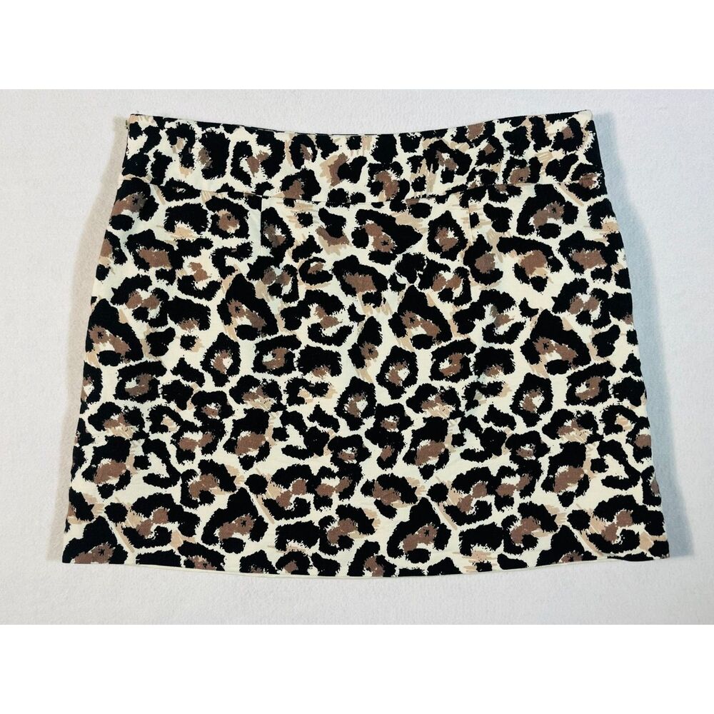 LOFT Cheetah Leopard Animal Print Mini Skirt Mod Size 14 Lined Chic EUC
